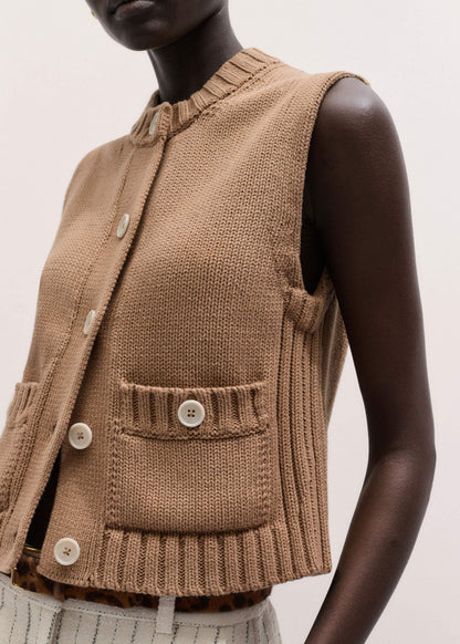 ME+EM Clothing Brown Straight Crop Vest