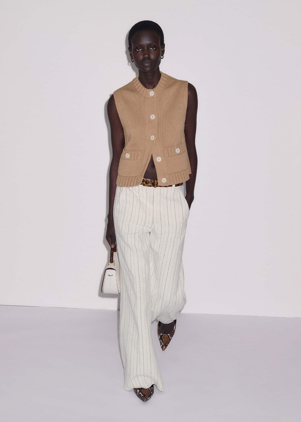 ME+EM Clothing Brown Straight Crop Vest