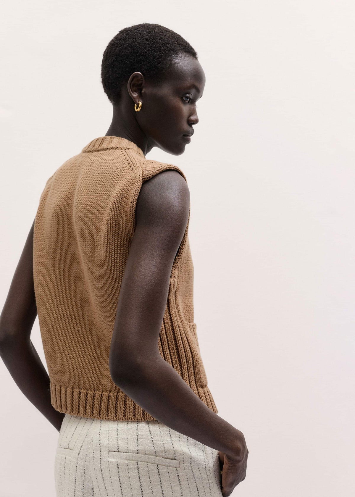 ME+EM Clothing Brown Straight Crop Vest