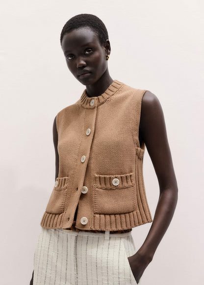 ME+EM Clothing Brown Straight Crop Vest