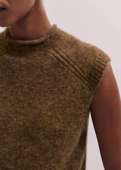 ME+EM Clothing Brown Roll Trim Straight Layering Sweater Vest