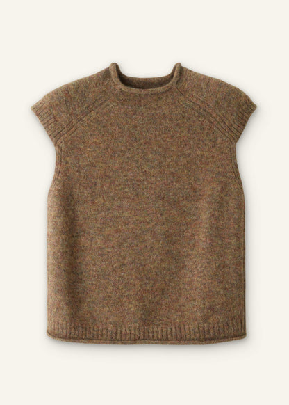 ME+EM Clothing Brown Roll Trim Straight Layering Sweater Vest
