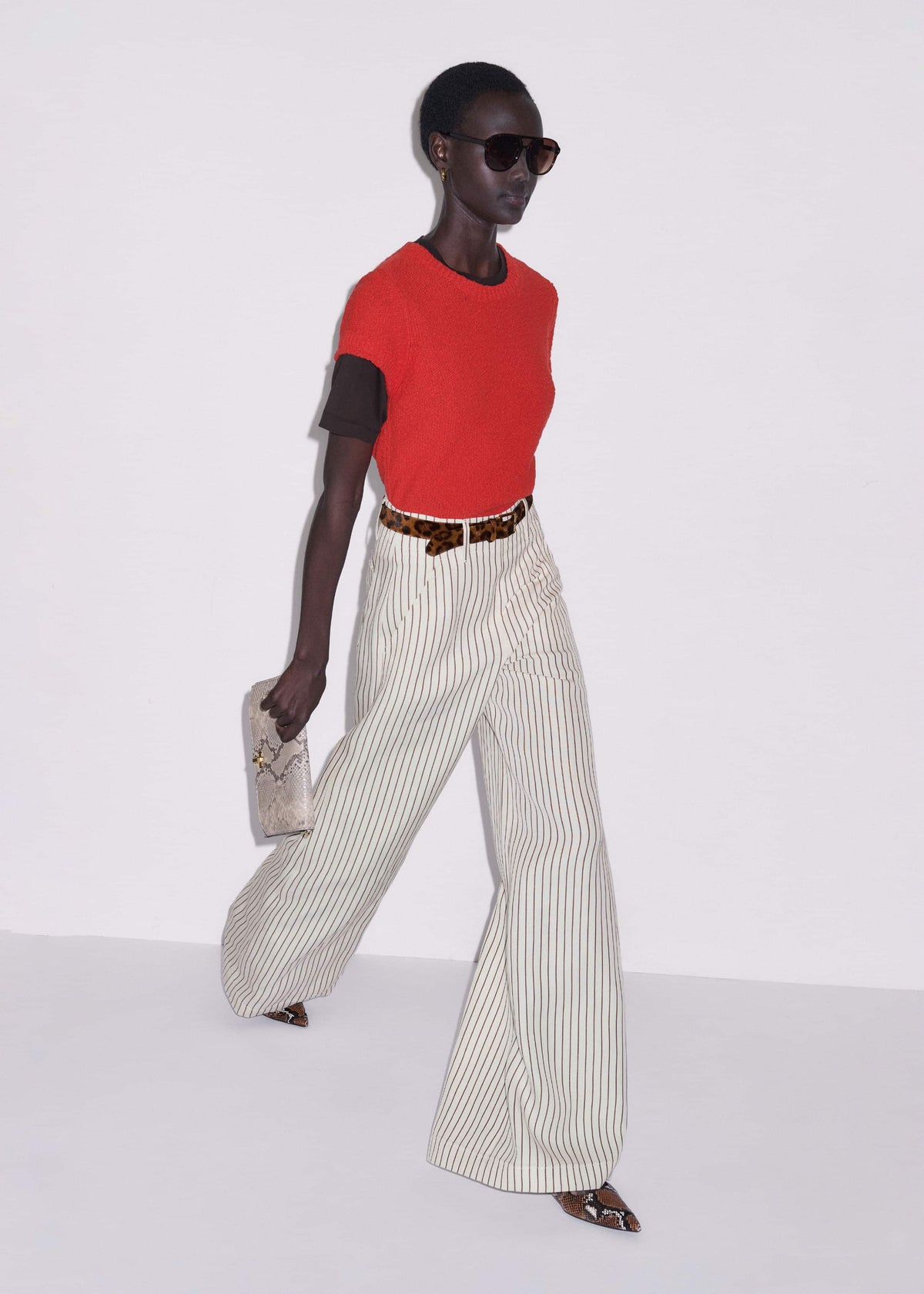 ME+EM Clothing Red Bouclé Straight Baby Tee