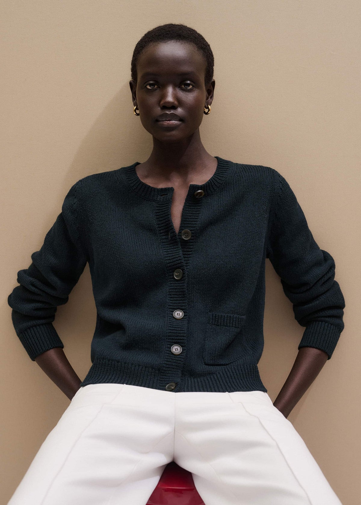 ME+EM Clothing Navy Boxy Knit Straight Cardigan