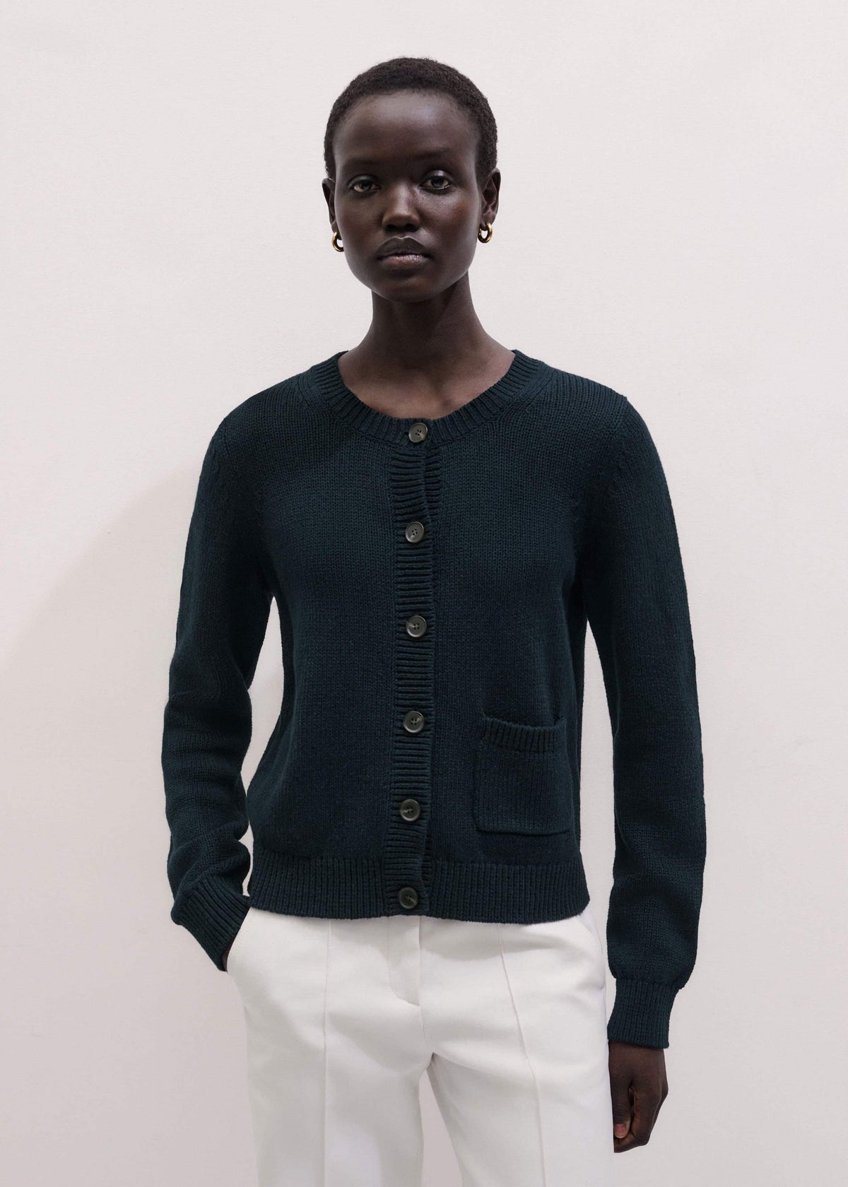 ME+EM Clothing Navy Boxy Knit Straight Cardigan