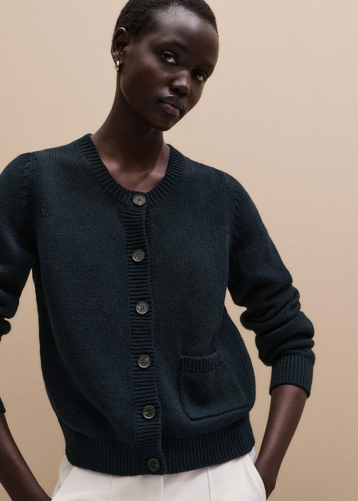 ME+EM Clothing Navy Boxy Knit Straight Cardigan
