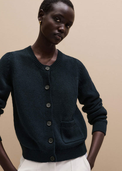 ME+EM Clothing Navy Boxy Knit Straight Cardigan