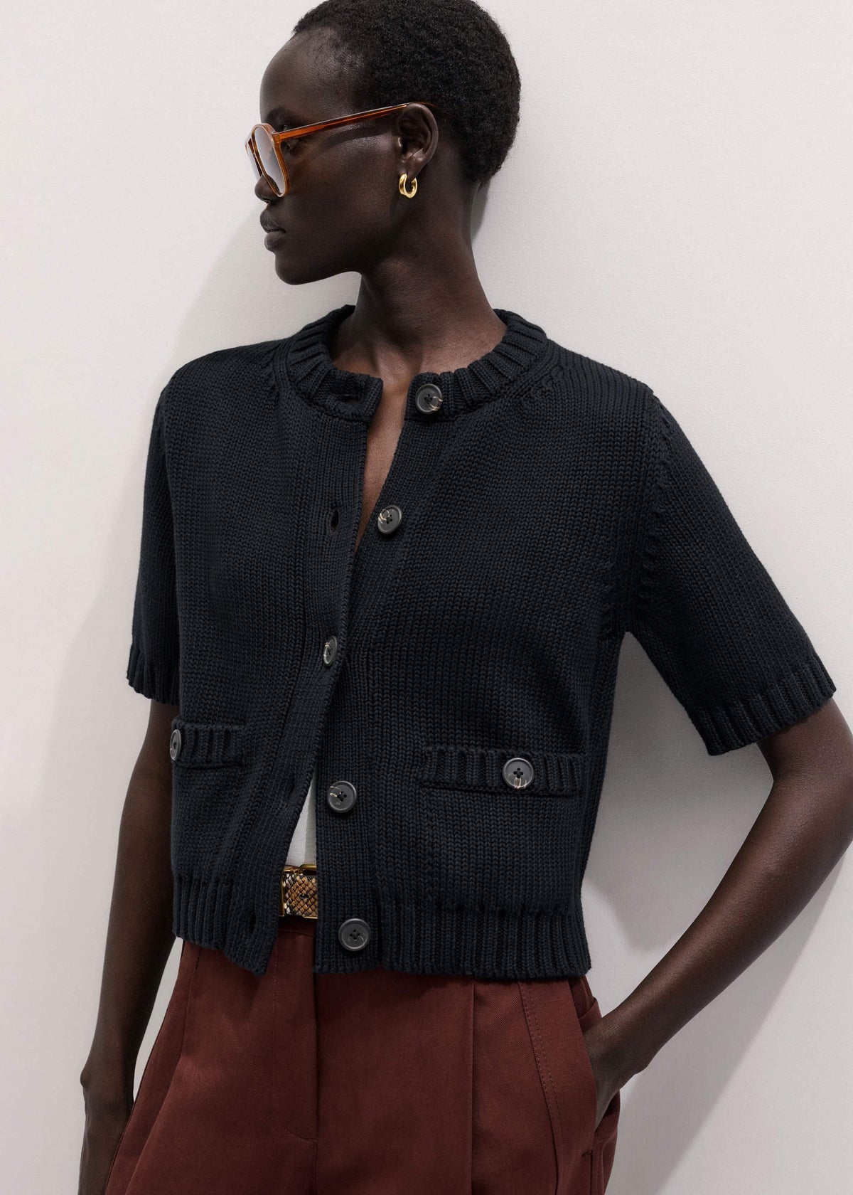 ME+EM Clothing Black Straight Knit Cardigan