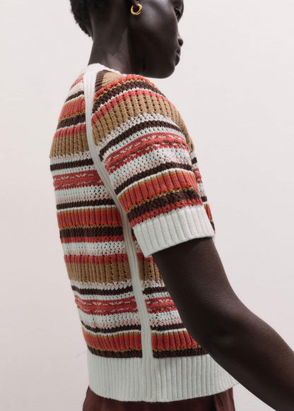 ME+EM Clothing Cinnamon Brown Double Zip Knit Tee