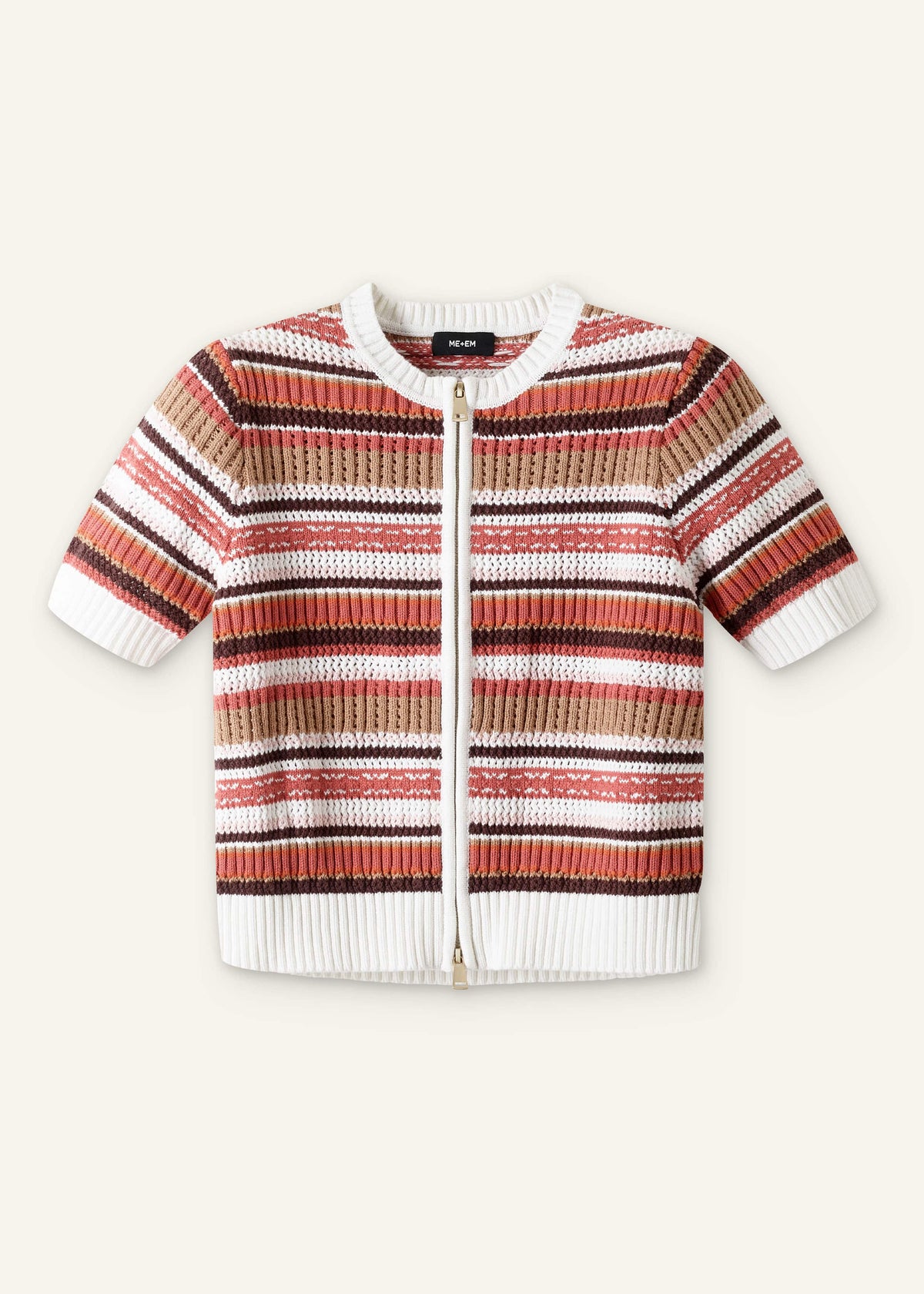 ME+EM Clothing Cinnamon Brown Double Zip Knit Tee