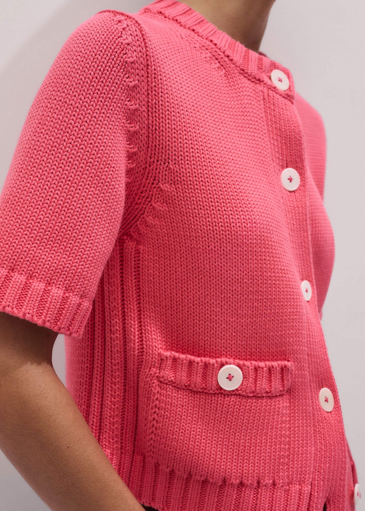 ME+EM Clothing Pink Straight Knit Cardigan