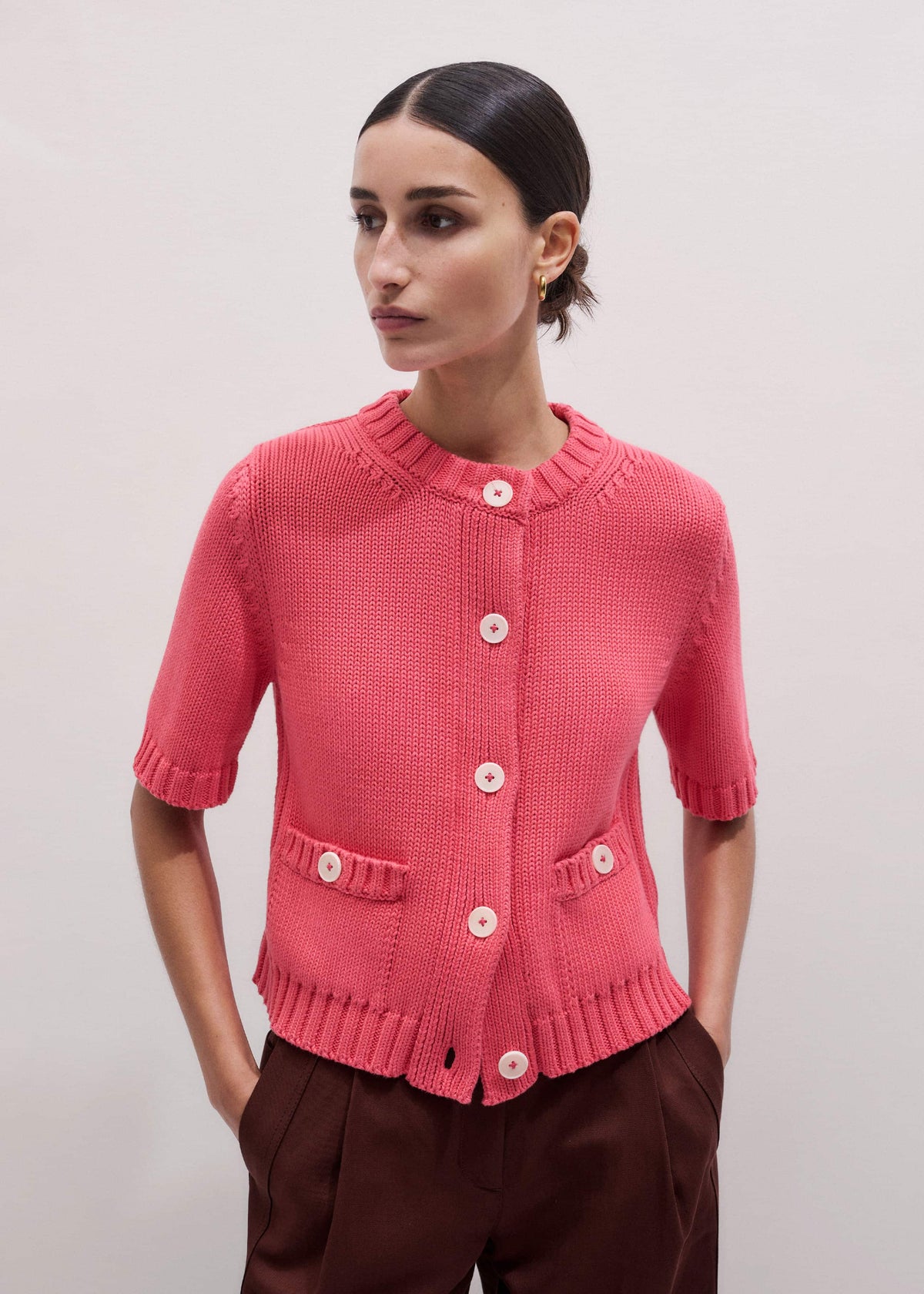 ME+EM Clothing Pink Straight Knit Cardigan