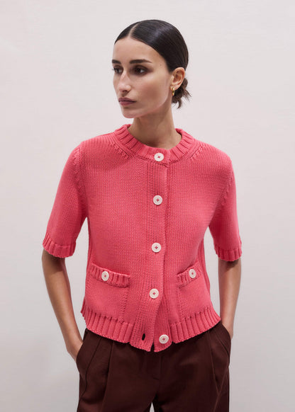 ME+EM Clothing Pink Straight Knit Cardigan