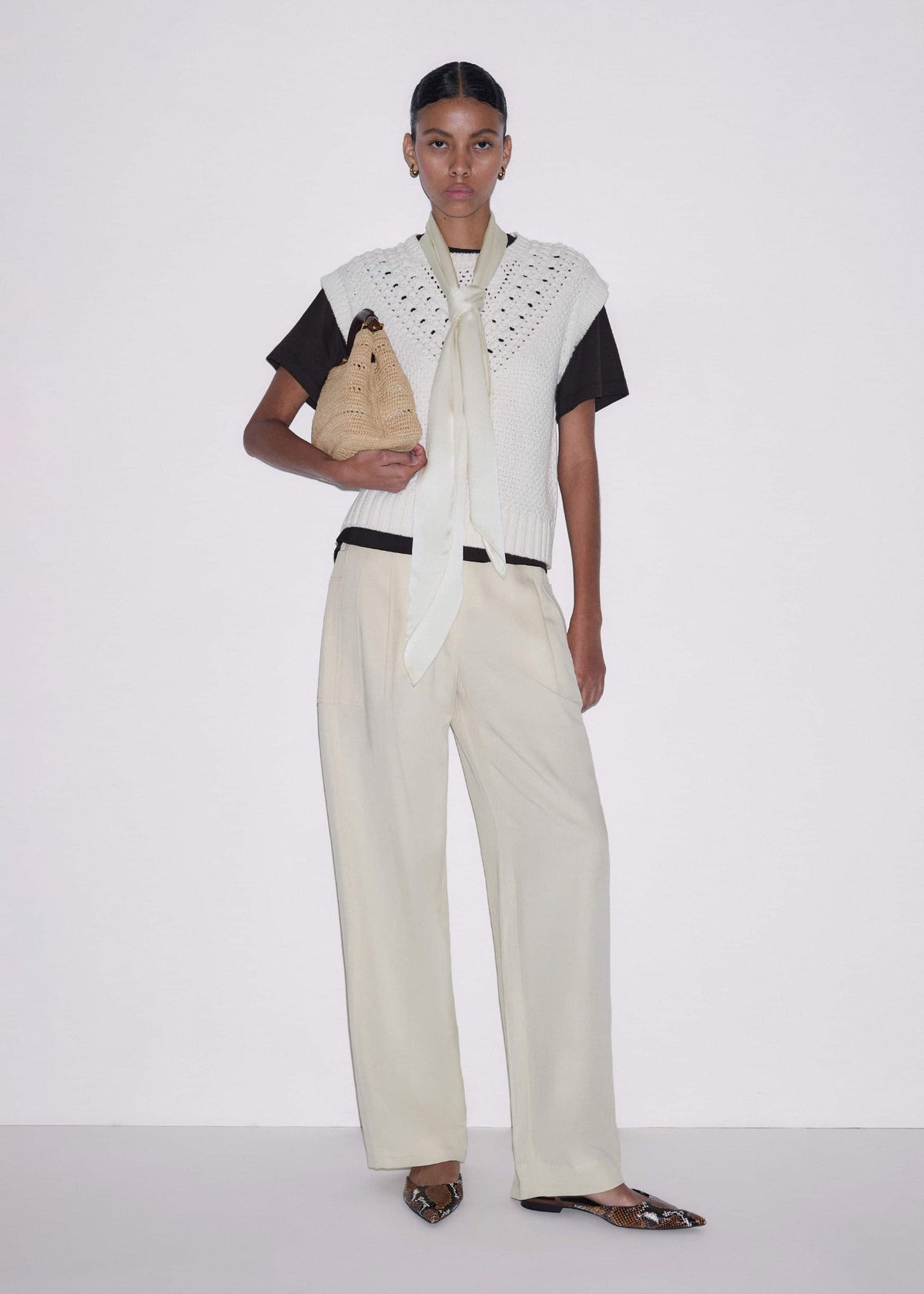 ME+EM Clothing Cream Relaxed Knit Vest
