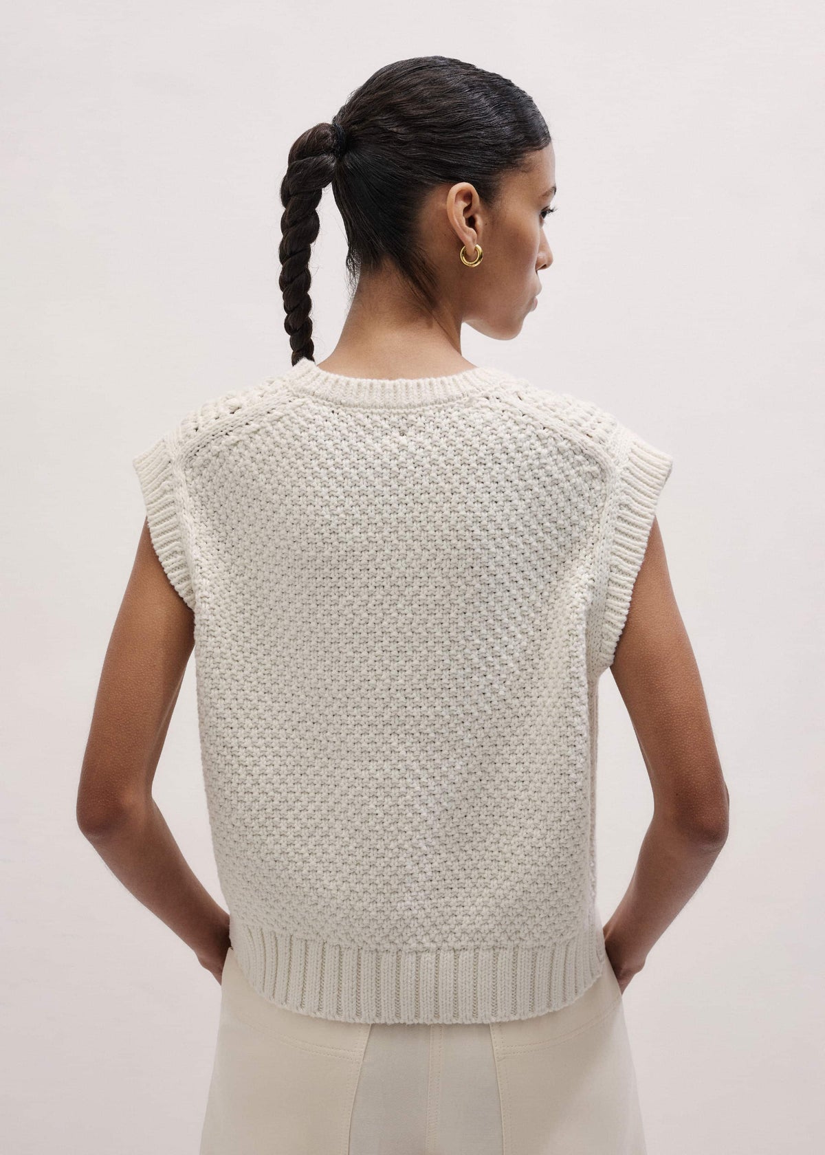ME+EM Clothing Cream Relaxed Knit Vest