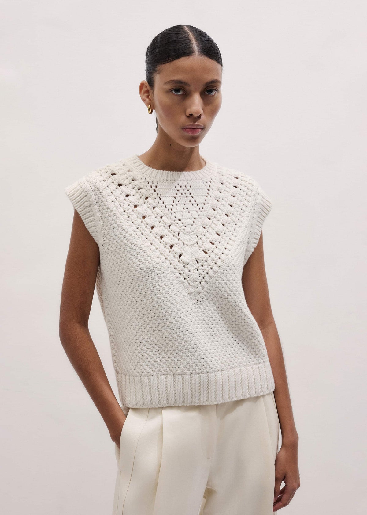 ME+EM Clothing Cream Relaxed Knit Vest