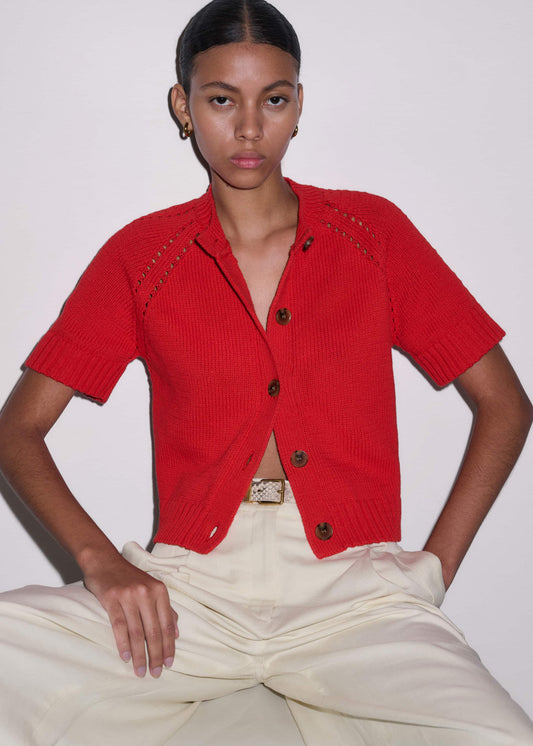 ME+EM Clothing Red Short Sleeve Cardigan