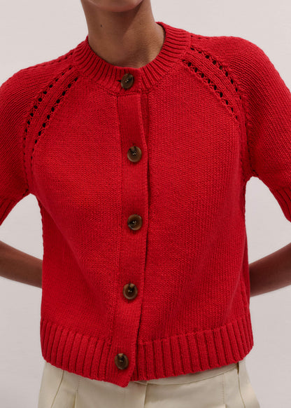 ME+EM Clothing Red Short Sleeve Cardigan