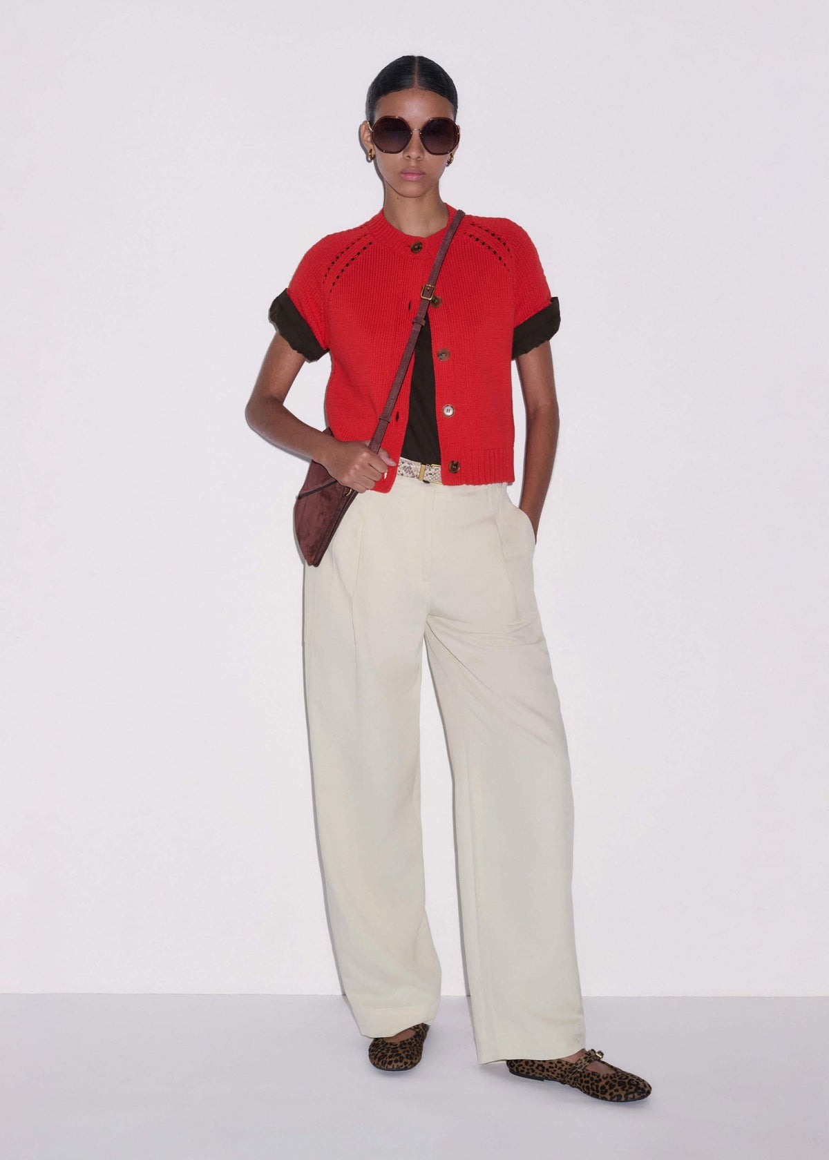 ME+EM Clothing Red Short Sleeve Cardigan