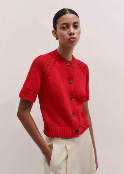 ME+EM Clothing Red Short Sleeve Cardigan