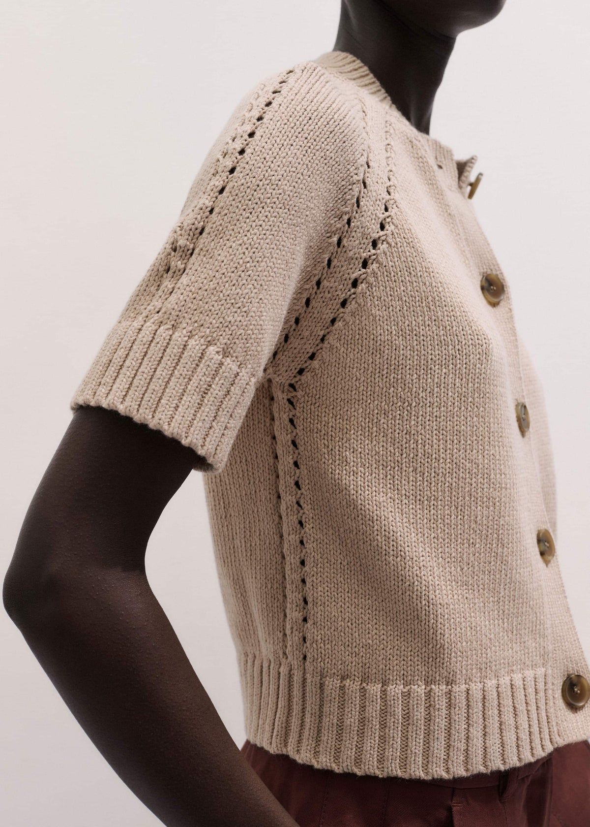ME+EM Clothing Stone Short Sleeve Cardigan