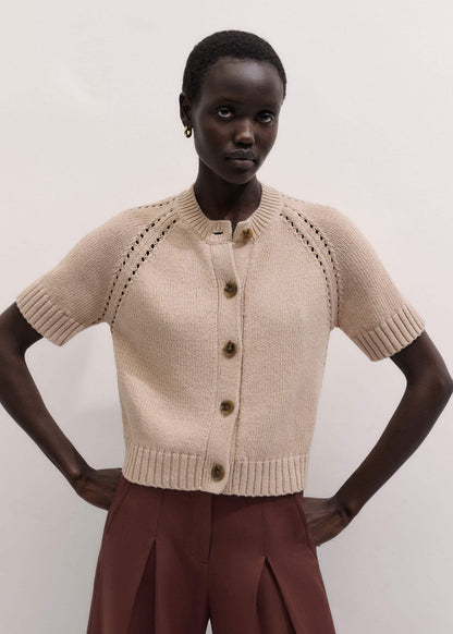 ME+EM Clothing Stone Short Sleeve Cardigan
