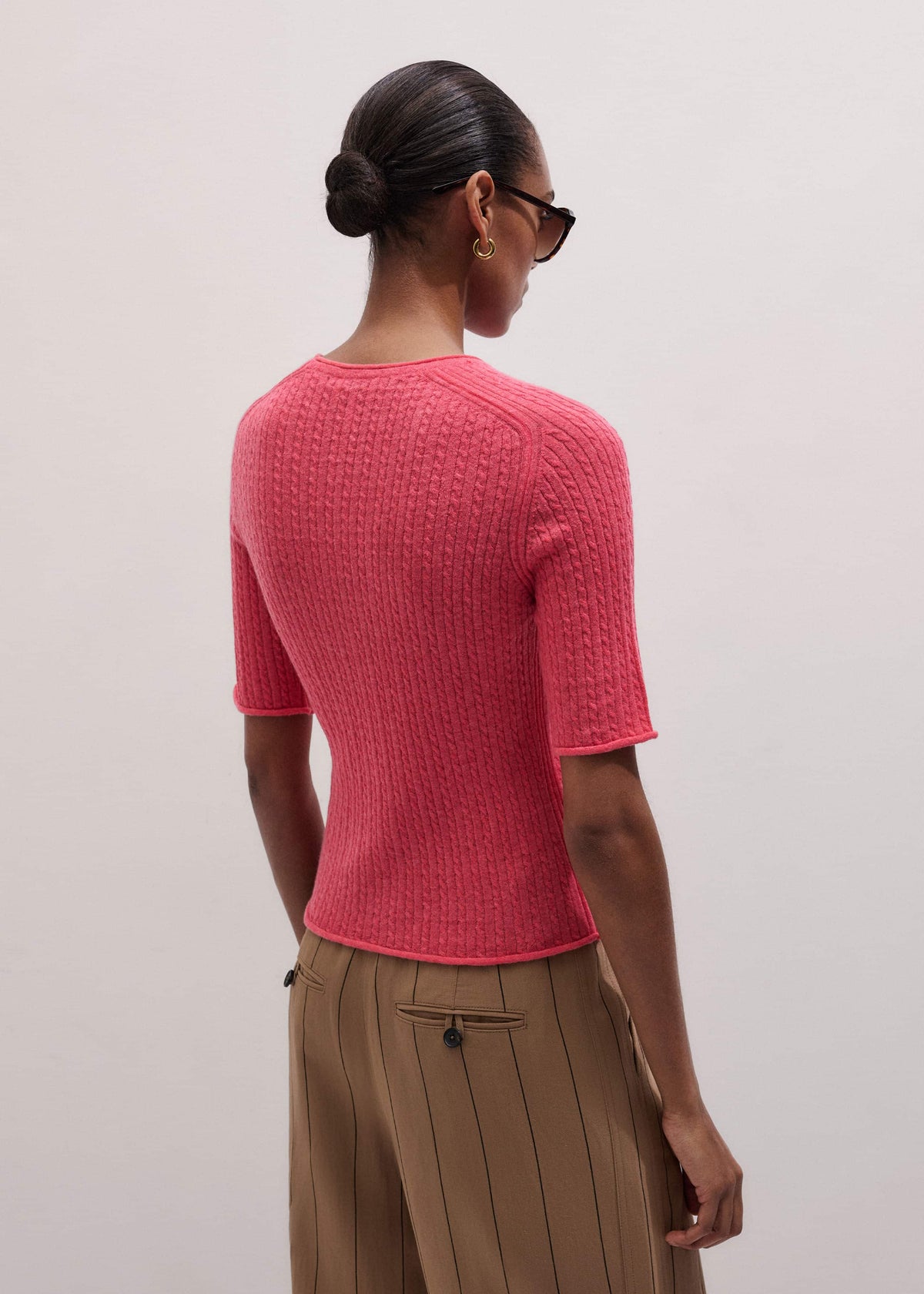 ME+EM Clothing Pink Lofty Cable Slim Tee