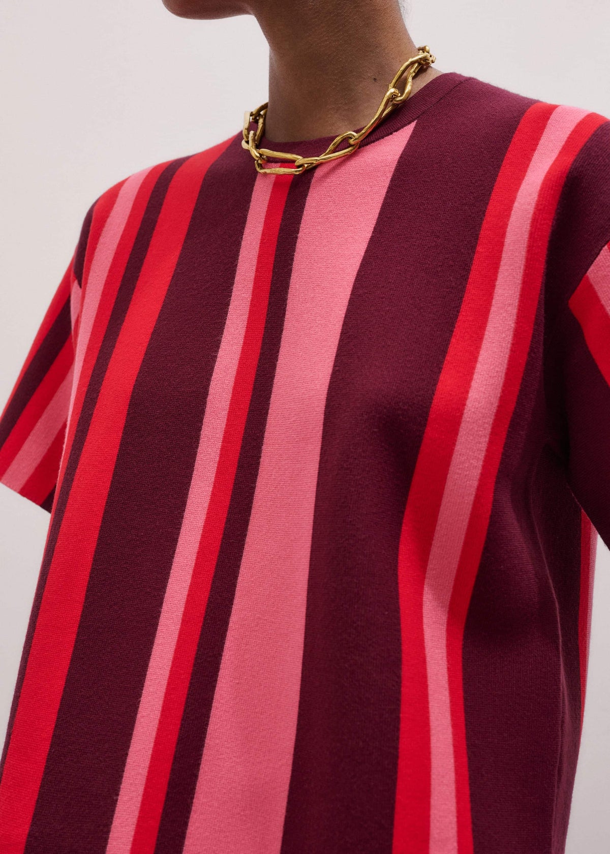 ME+EM Clothing Pink Milano Stripe Relaxed Knit Tee