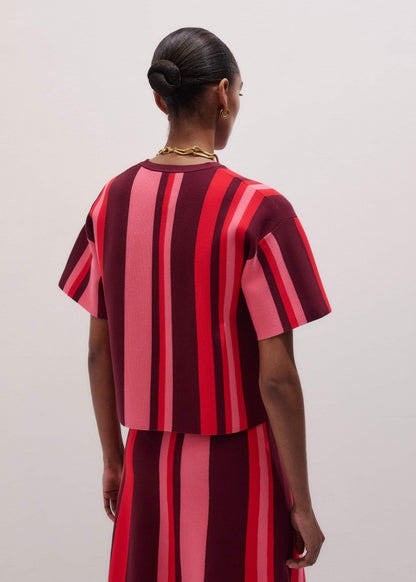 ME+EM Clothing Pink Milano Stripe Relaxed Knit Tee