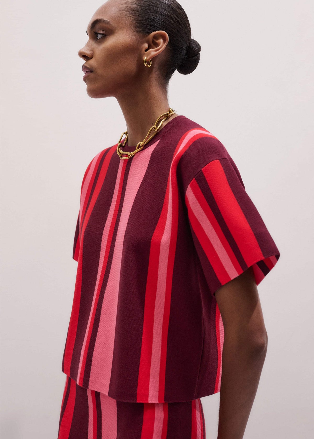 ME+EM Clothing Pink Milano Stripe Relaxed Knit Tee