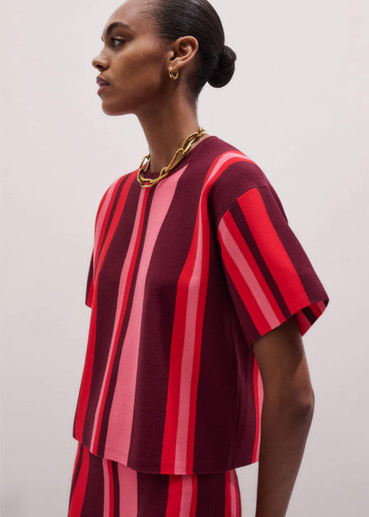 ME+EM Clothing Pink Milano Stripe Relaxed Knit Tee