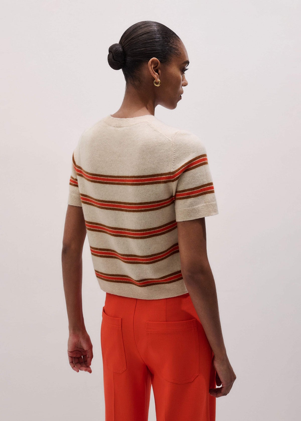 ME+EM Clothing Cream Cashmere Stripe Crop Knit Tee