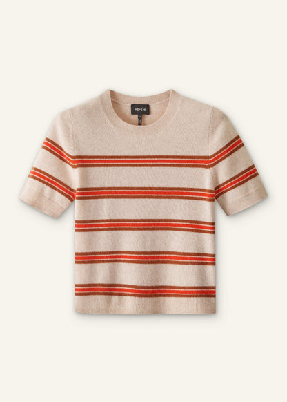 ME+EM Clothing Cream Cashmere Stripe Crop Knit Tee