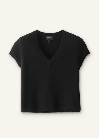 ME+EM Clothing Black Cashmere V-Neck Shrunken Baby Tee