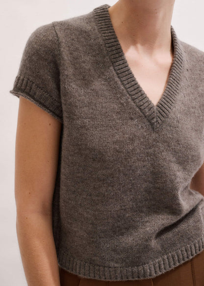ME+EM Clothing Hazelnut Merino Cashmere Silk V-Neck Baby Tee