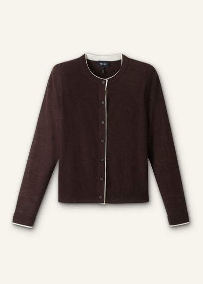 ME+EM Clothing Brown Barely There Contrast Slim Cardigan