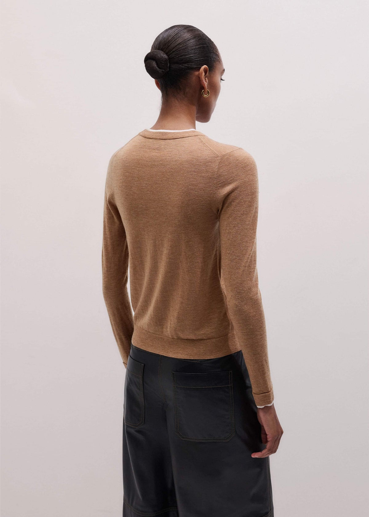 ME+EM Clothing Camel Brown Barely There Contrast Slim Cardigan