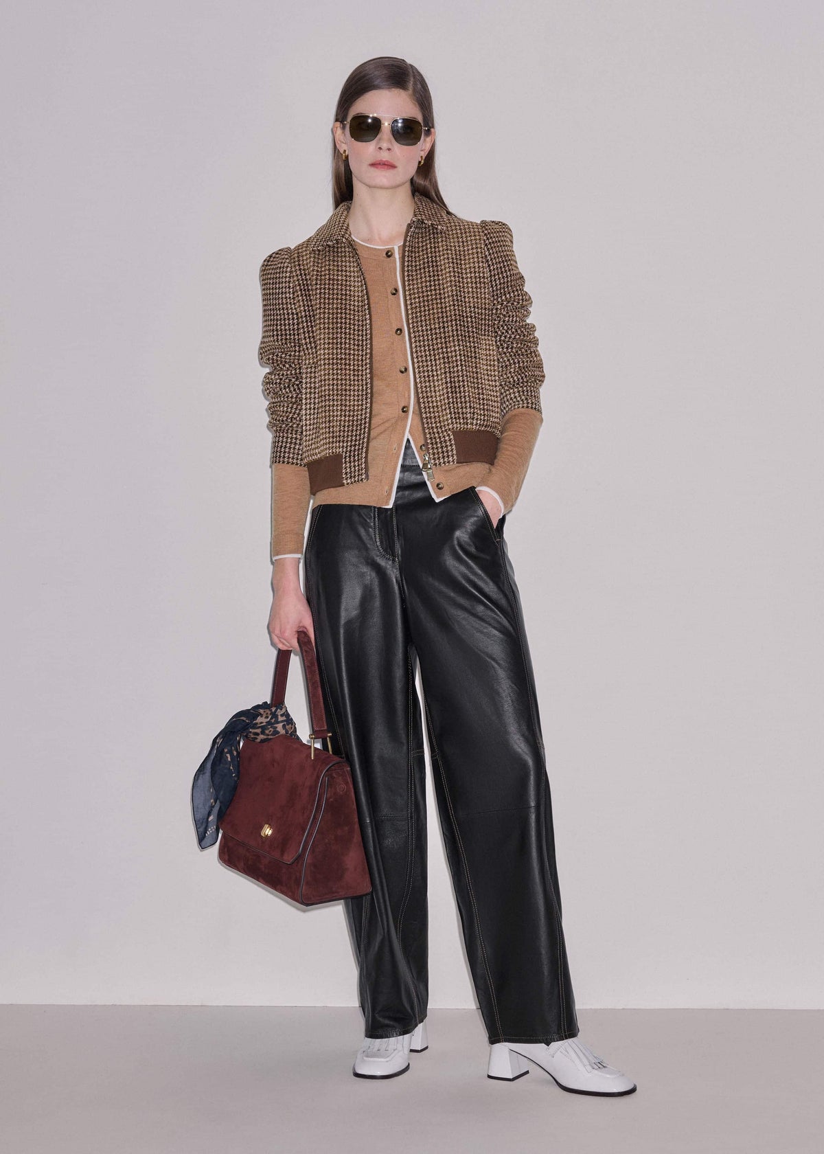 ME+EM Clothing Camel Brown Barely There Contrast Slim Cardigan