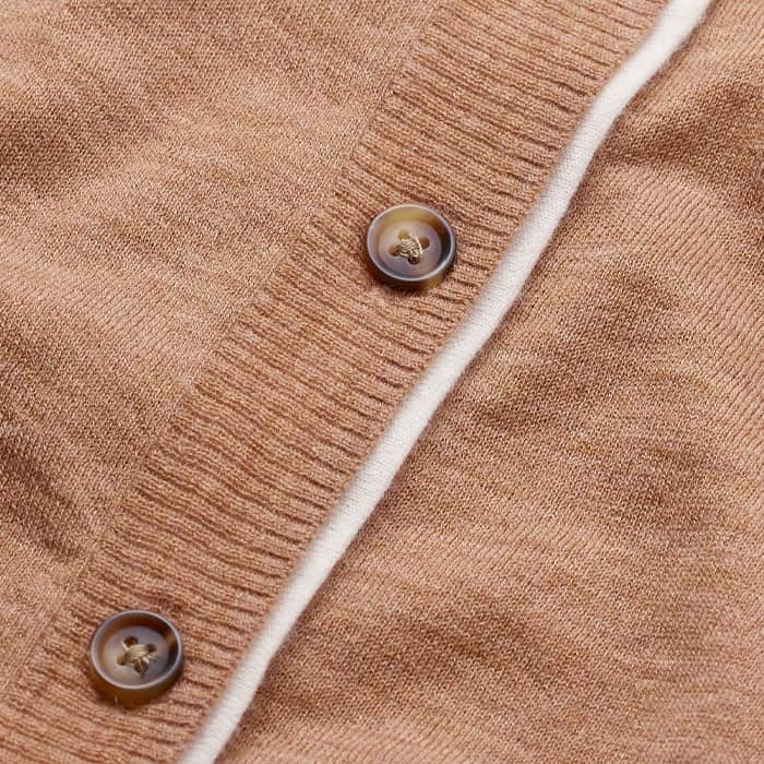 ME+EM Clothing Camel Brown Barely There Contrast Slim Cardigan