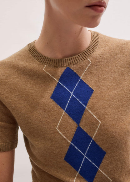 ME+EM Clothing Brown Fine Argyle Slim Tee