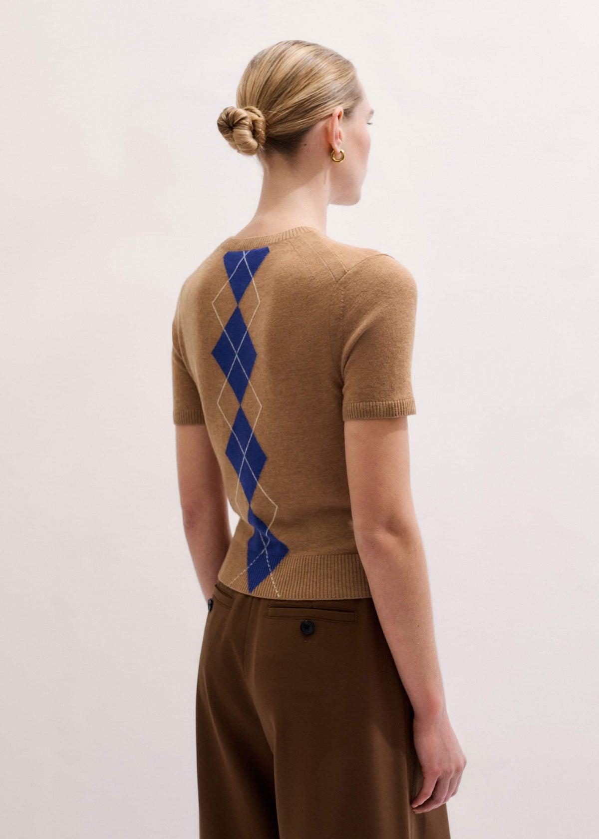 ME+EM Clothing Brown Fine Argyle Slim Tee