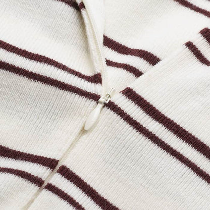 ME+EM Clothing Cream Two-Way Zip Stripe Slim Tee