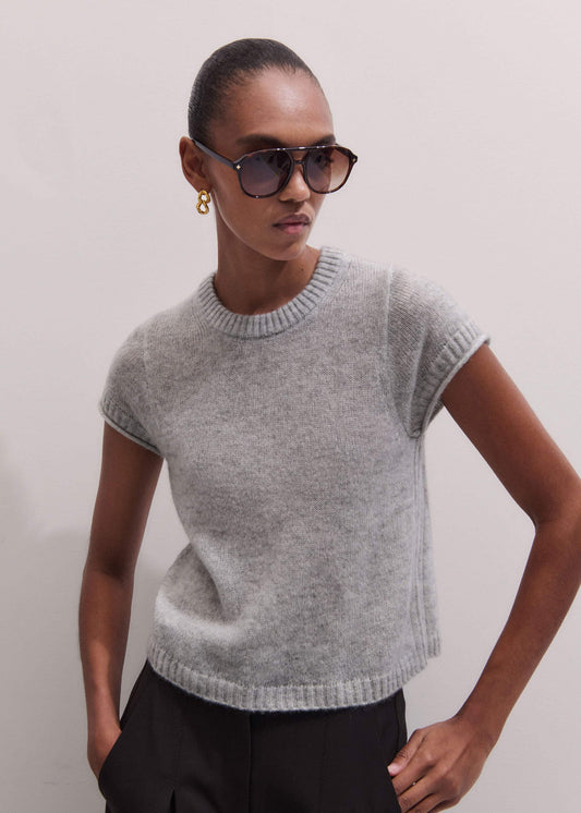 ME+EM Clothing Gray Merino Cashmere Silk Straight Baby Tee