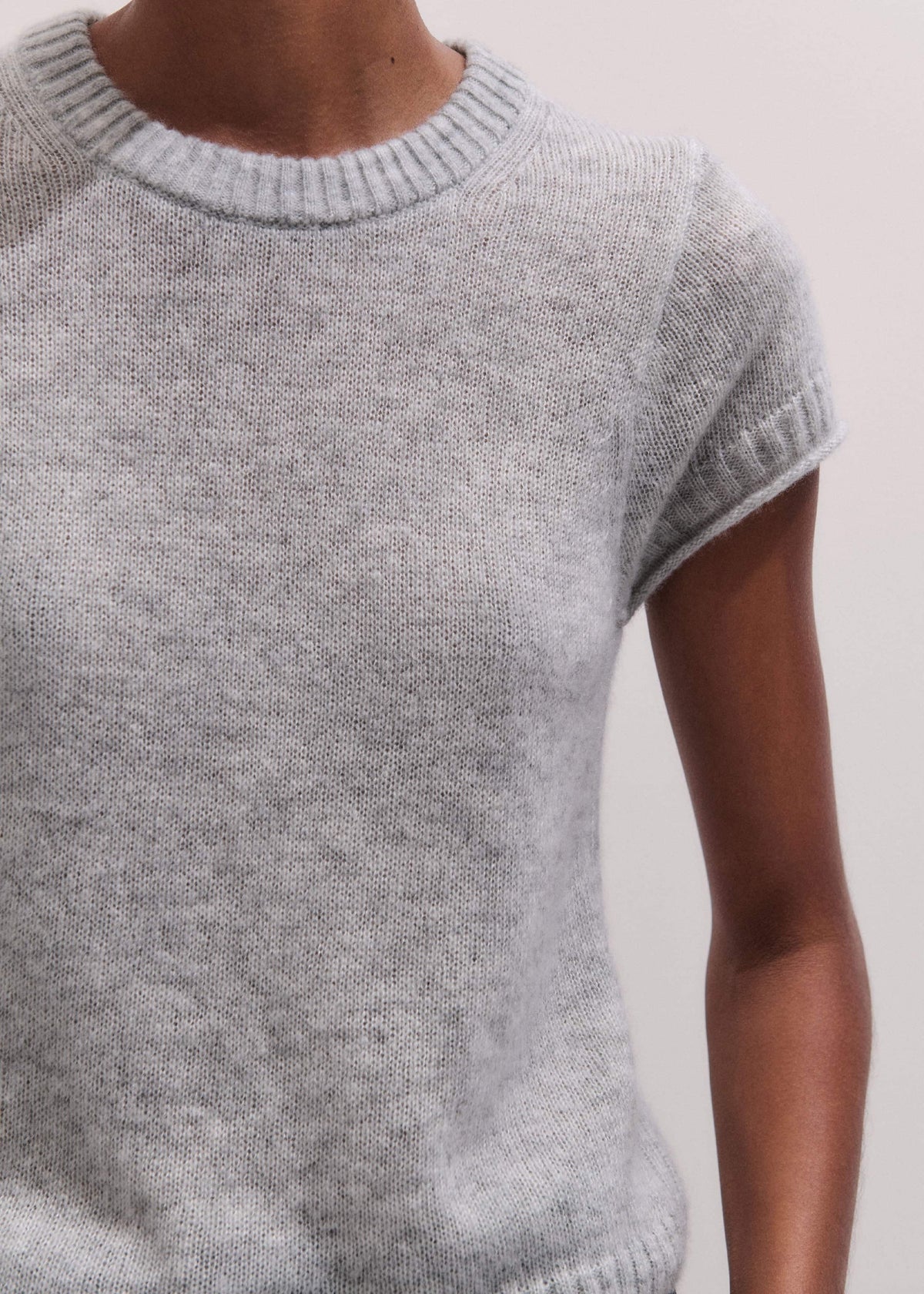 ME+EM Clothing Gray Merino Cashmere Silk Straight Baby Tee