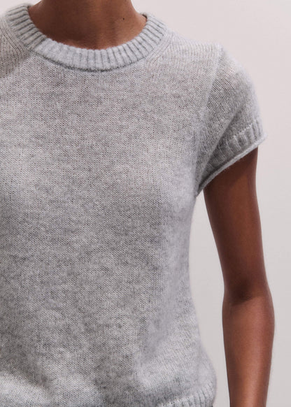 ME+EM Clothing Gray Merino Cashmere Silk Straight Baby Tee