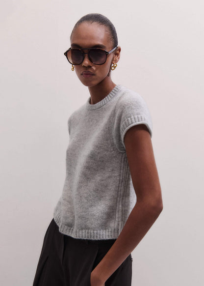 ME+EM Clothing Gray Merino Cashmere Silk Straight Baby Tee