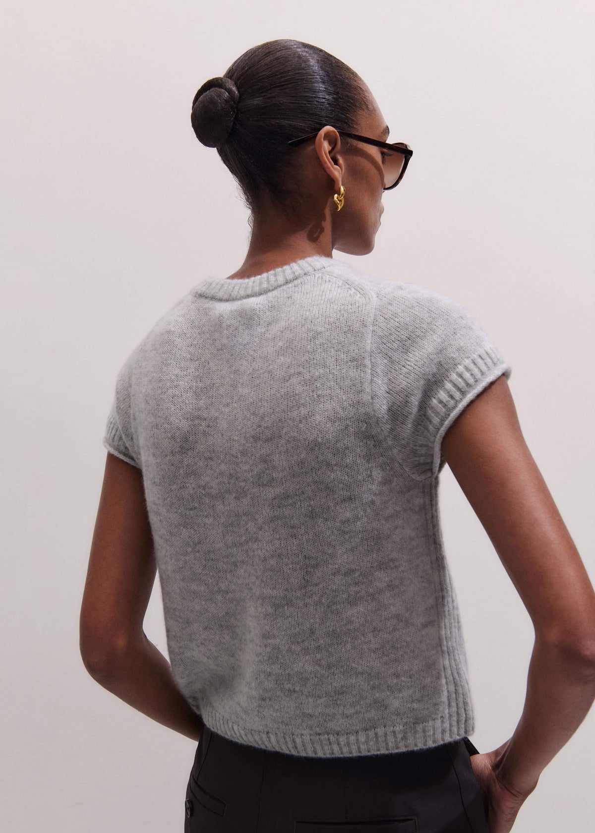 ME+EM Clothing Gray Merino Cashmere Silk Straight Baby Tee