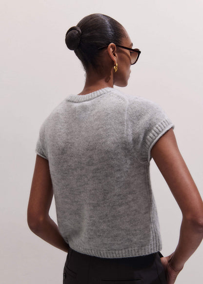 ME+EM Clothing Gray Merino Cashmere Silk Straight Baby Tee