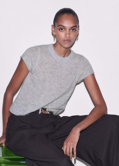 ME+EM Clothing Gray Merino Cashmere Silk Straight Baby Tee