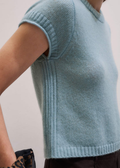 ME+EM Clothing Blue Merino Cashmere Silk Straight Baby Tee